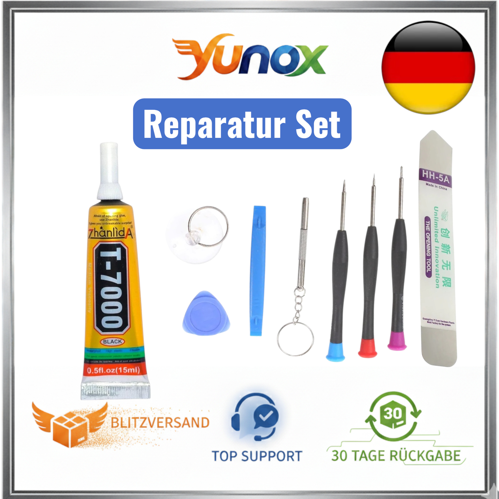 T7000 Kleber 15ml + Samsung iPhone Reparatur Set - Handy Display reparieren